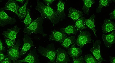 Microscopic Image of Malignant Cells Stained with Fluorescent Marker