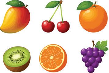 Flat Design Fruit Icons: Vector Set