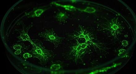 Obraz premium Microscopic Image of Aggressive Glowing Cells