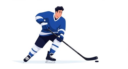 Obraz premium Intense Ice Hockey Player Skating with Stick