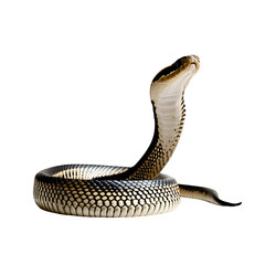 Close up of a king cobra snake with white background 