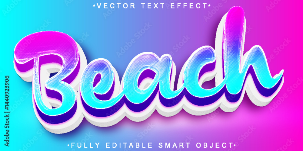 Poster beach vector fully editable smart object text effect