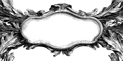 Ornate baroque bookplate frame design for elegant vintage decor