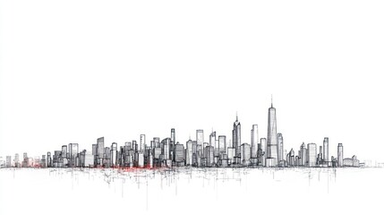 Fototapeta premium Sketchy NYC skyline; urban landscape design
