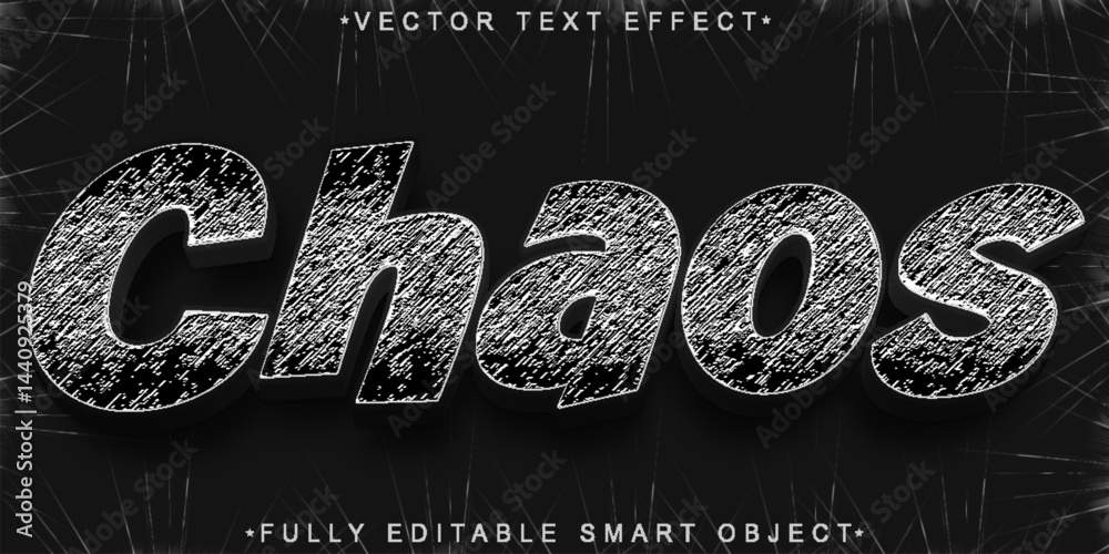 Poster worn chaos vector fully editable smart object text effect
