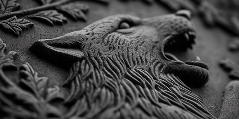 head of a direwolf 3d mural