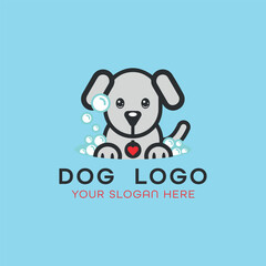 dog training grooming paw logo design vector