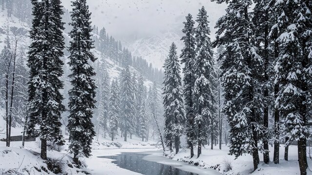 aesthetic nature, 4k nature wallpaper 4k, wallpaper nature images, nature background images | Snowy Kashmir Winter Forest – 16:9 Ultra HD Laptop & PC Nature Background