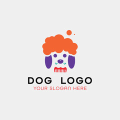 dog training grooming paw logo design vector