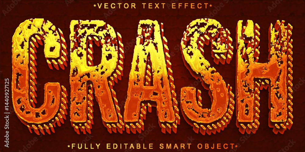 Poster worn crash crack vector fully editable smart object text effect