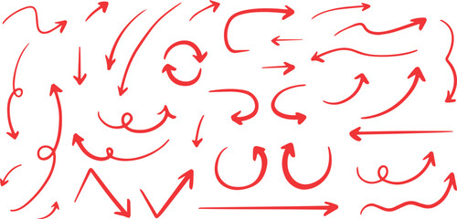 ベクターのペンの手書きの矢印セット 黒 矢印ハート装飾要素線画手描きスケッチ