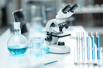 Laboratory microscope for scientific research in medical laboratory, biotechnology innovation, drug development, pharmaceutical diagnostics, health science, and microbiological analysis