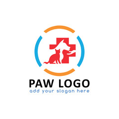 dog training grooming paw logo design vector