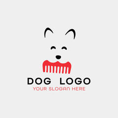 dog training grooming paw logo design vector