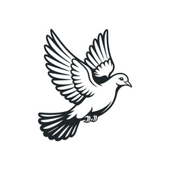 Elegant Flying Dove Silhouette Design Representing Peace Freedom And Hope In Vector Format Isolated On White Background