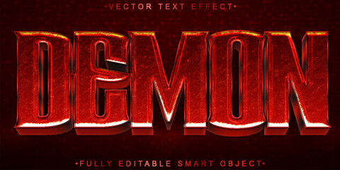 Dark Red Demon Horror Vector Fully Editable Smart Object Text Effect