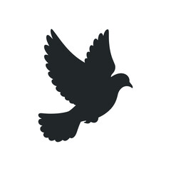 Dove Silhouette Flying Peace Symbol Simple Isolated Icon Vector Illustration Graphic Design Element