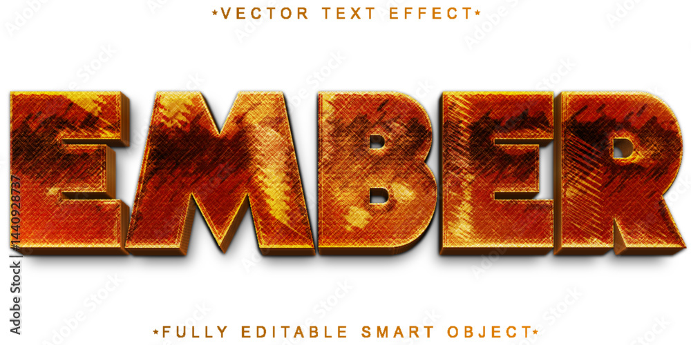 Poster ember vector fully editable smart object text effect