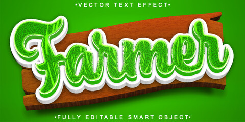 Cartoon Farmer Vector Fully Editable Smart Object Text Effect