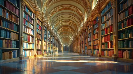 Fototapeta premium Books in gilded corridor