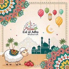 Traditional Eid al adha mubarak Islamic festival elegant background