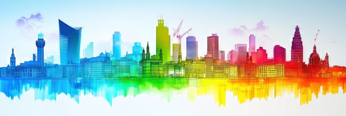 3d vector dublin downtown skyline