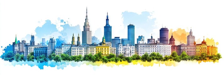 Obraz premium 3d vector kyiv ukraine republic downtown skyline