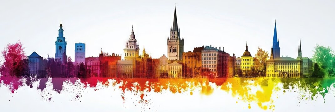 3d vector riga latvia downtown skyline 