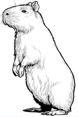Fototapeta premium Standing Capybara – Outline Coloring Page