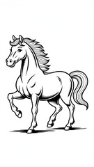 Obraz premium Gentle Horse – Black-and-White Coloring Page