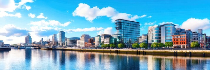 Fototapeta premium anime dublin downtown skyline 