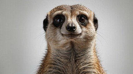 Fototapeta premium Photorealistic image of a meerkat looking to side on white background
