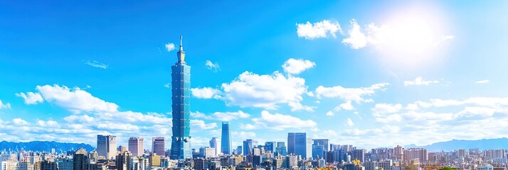 Obraz premium anime new taipei city taiwan downtown skyline 