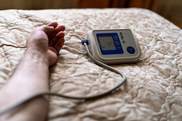 Automatic blood pressure monitor.Increased heart rate.High blood pressure.