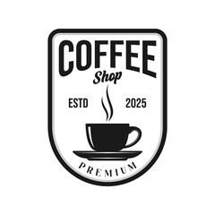 Coffee shop logo emblem vector design black and white