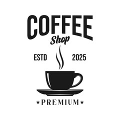 Coffee shop logo emblem vector design black and white