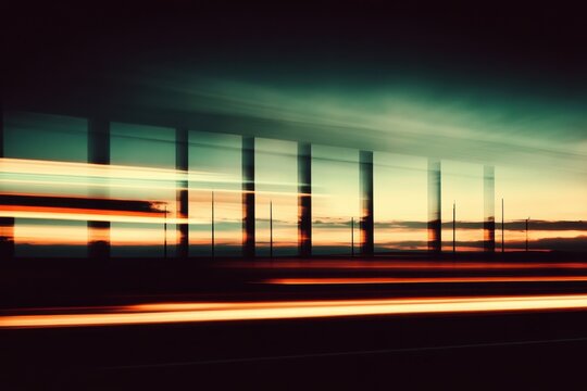 Blurred highway at sunset