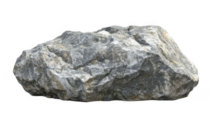 Single large stone with rough texture, showcasing gray, white, tan coloration, suitable for landscaping or geological presentations on a transparent background, PNG image, PNG file.
