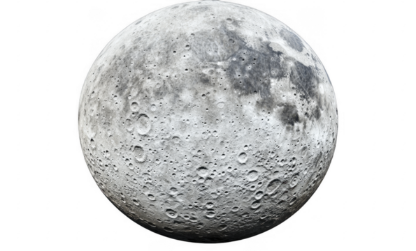 Lunar surface featuring craters and textures in a detailed rendering, showing phases of the celestial body on a transparent background, PNG image, PNG file.
