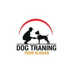 dog training grooming paw logo design vector