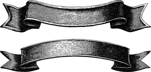 Vintage engraved arched banners for decorative design and print projects