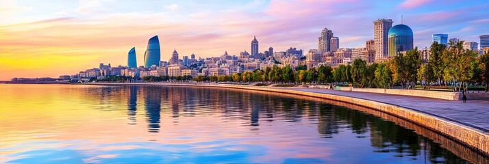 manga baku azerbaijan downtown skyline -