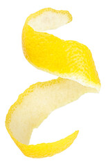 Isolated fresh lemon peel on a white background. Healthy food. Vitamin C.