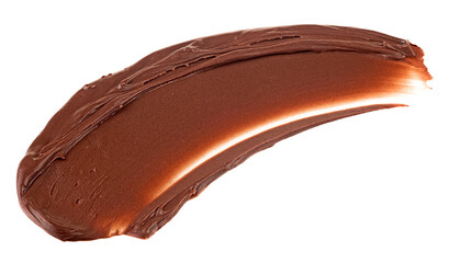 Hazelnut cream swirl isolated on a white background. Chocolate smear. Melted chocolate. Cocoa...