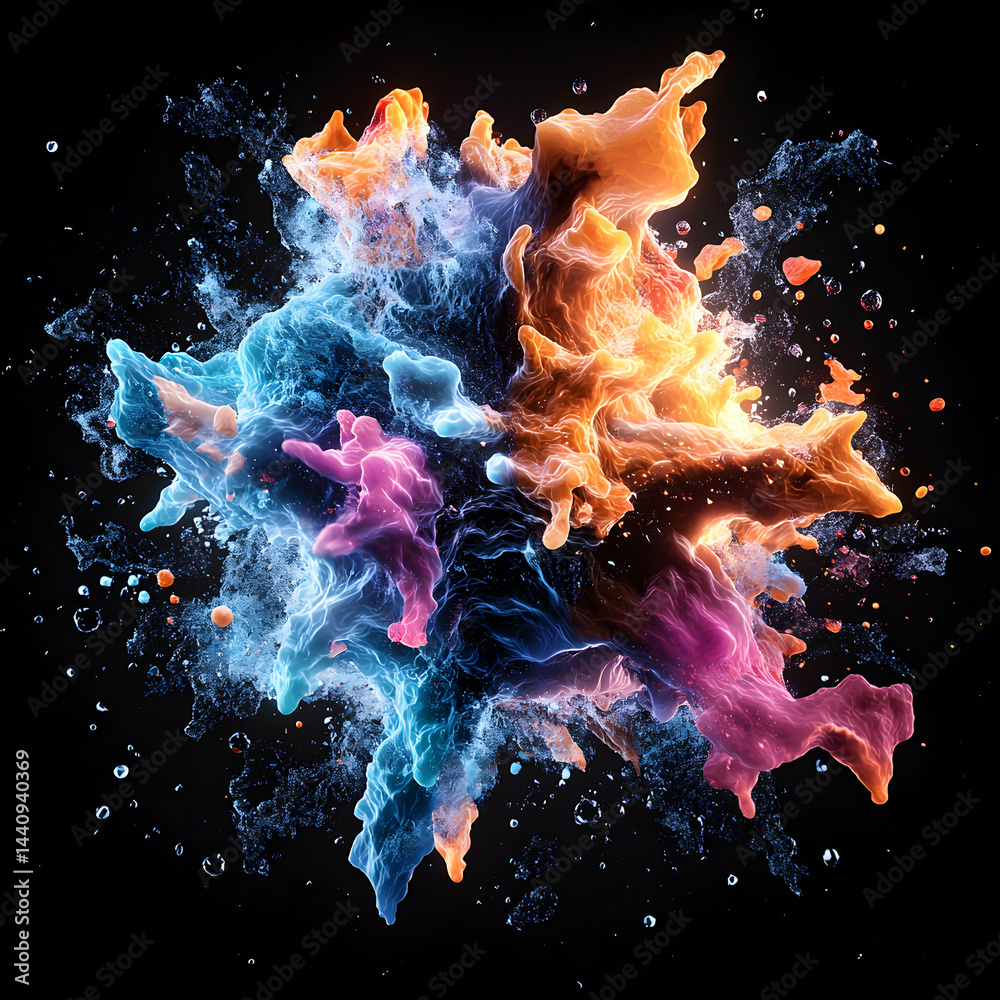 Fototapete an abstract artwork showcasing vibrant colors in an explosion. ideal for science fiction or digital 