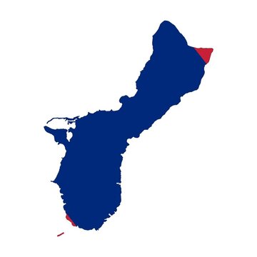 Guam outline map animation with flag colors