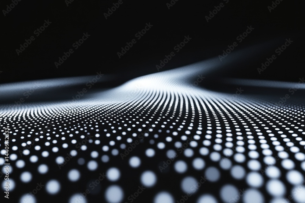 Aufkleber dotted pattern with arrow progression on dark background creates a dynamic visual experience, white 