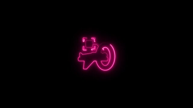 a glowing neon Ct Scan icon animation video on black background