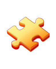 Obraz premium Golden orange puzzle piece isometric design illustration red game icon on transparent background