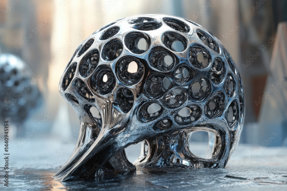 Leinwandbilder exploration of a cybernetic brain neural network sculpture in a futuristic setting, cybernetic brain